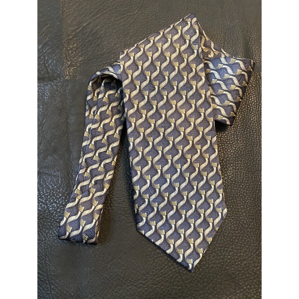 Bardelli Roma Mens Necktie Black Tan Geometric 100% Silk Made In Italy Classic